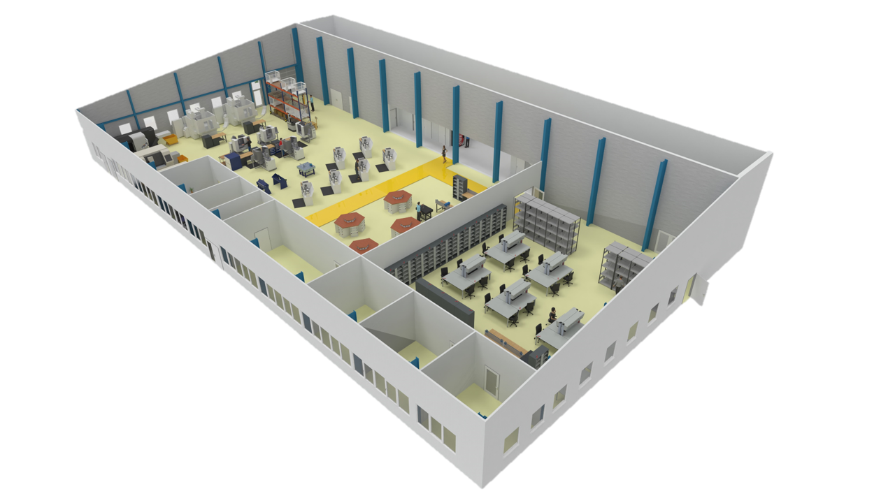 Animationsbild einer Hallenplanung