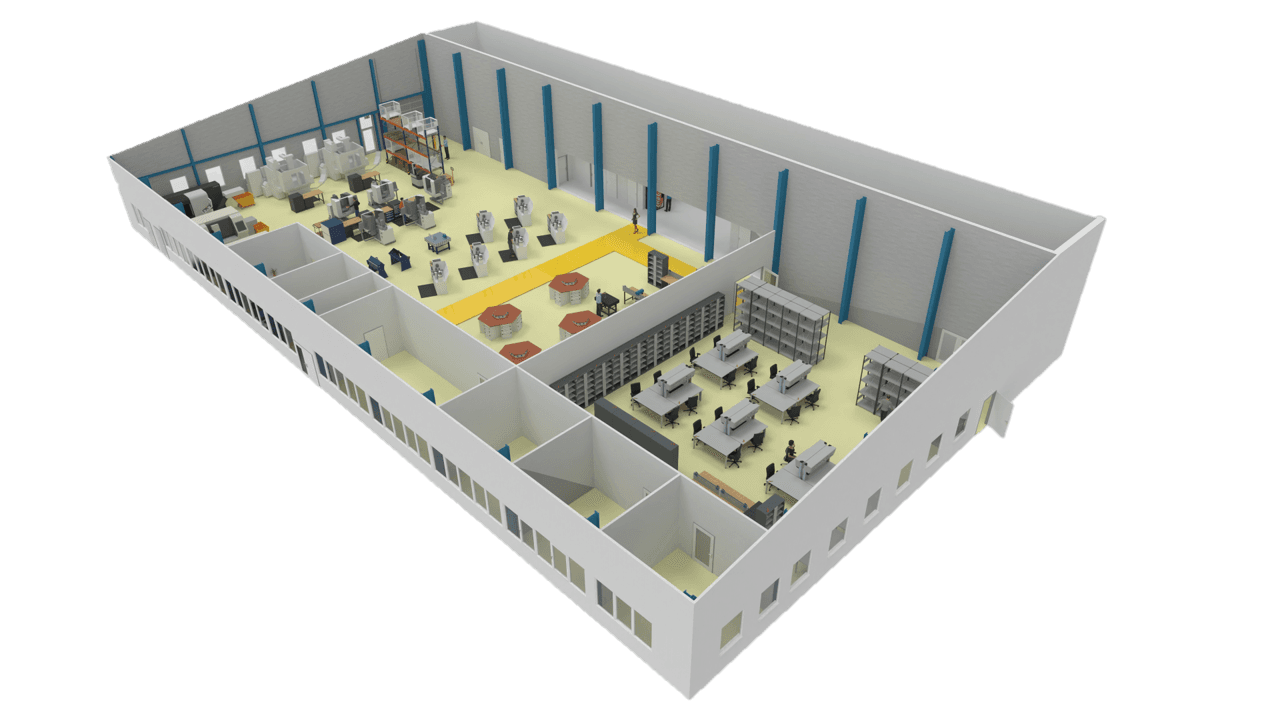 Animationsbild einer Hallenplanung